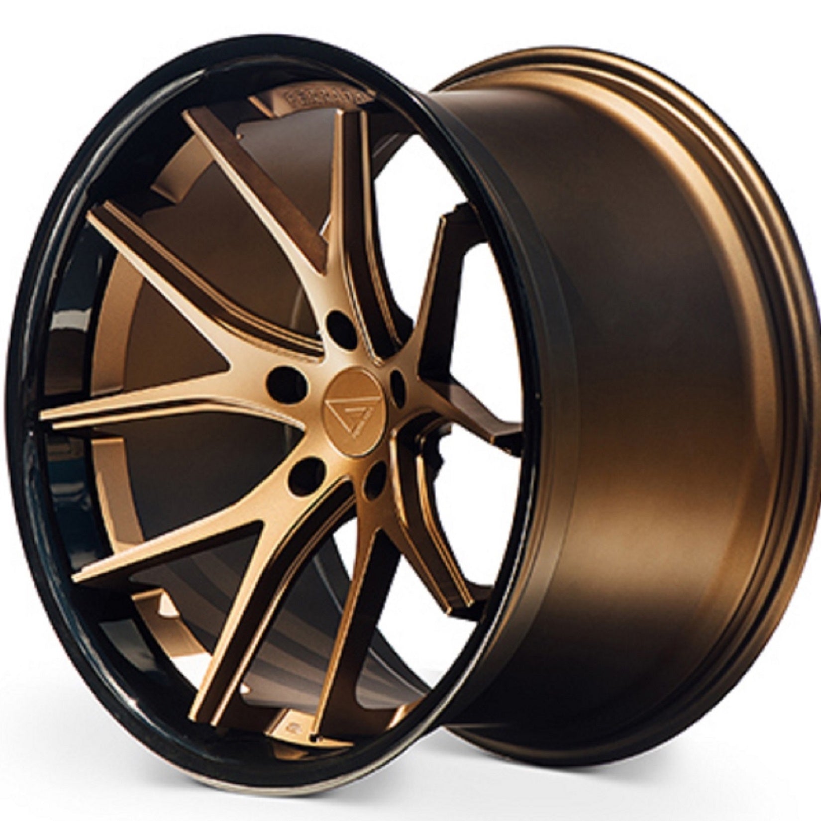 22" (Full Staggered Set) Ferrada FR2 22x9 22x11 Matte Bronze w/Gloss Black Lip Wheels-C-Dub Tech