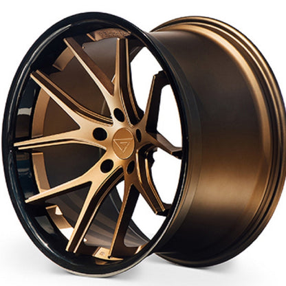 22" (Full Staggered Set) Ferrada FR2 22x9 22x11 Matte Bronze w/Gloss Black Lip Wheels-C-Dub Tech