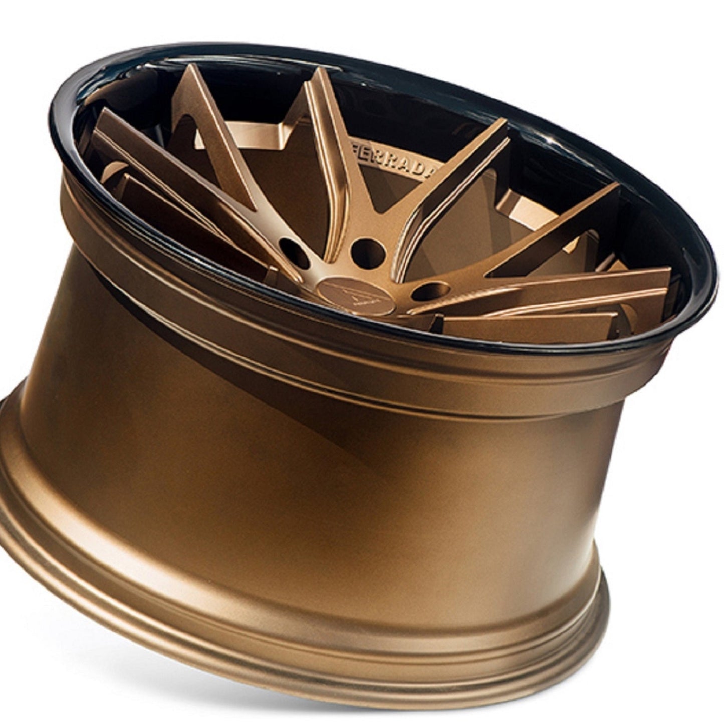 22" (Full Staggered Set) Ferrada FR2 22x9 22x11 Matte Bronze w/Gloss Black Lip Wheels-C-Dub Tech