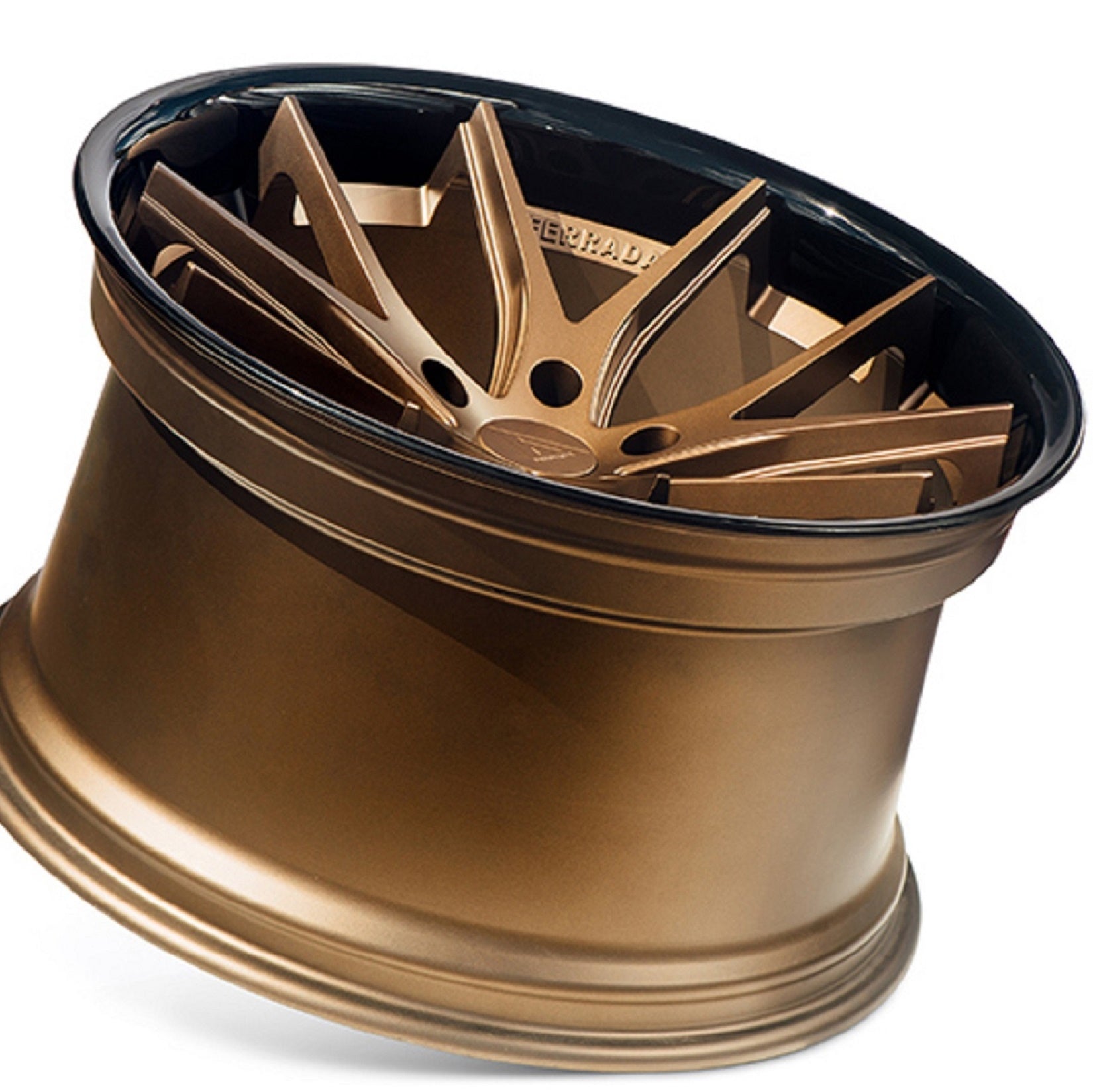 22" (Full Staggered Set) Ferrada FR2 22x9 22x11 Matte Bronze w/Gloss Black Lip Wheels-C-Dub Tech
