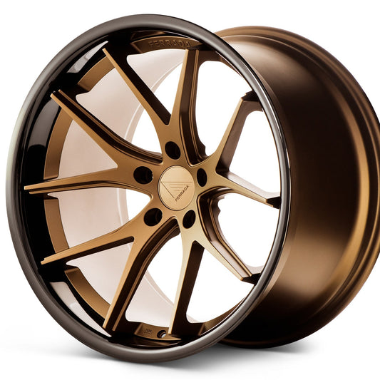 22" (Full Staggered Set) Ferrada FR2 22x9 22x10.5 Matte Bronze w/Gloss Black Lip Wheels-C-Dub Tech