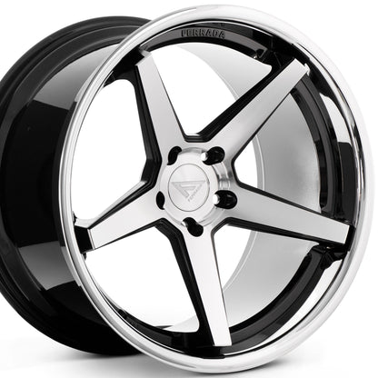22x9.5 Ferrada FR3 Machine Black w/Chrome Lip Wheel-C-Dub Tech