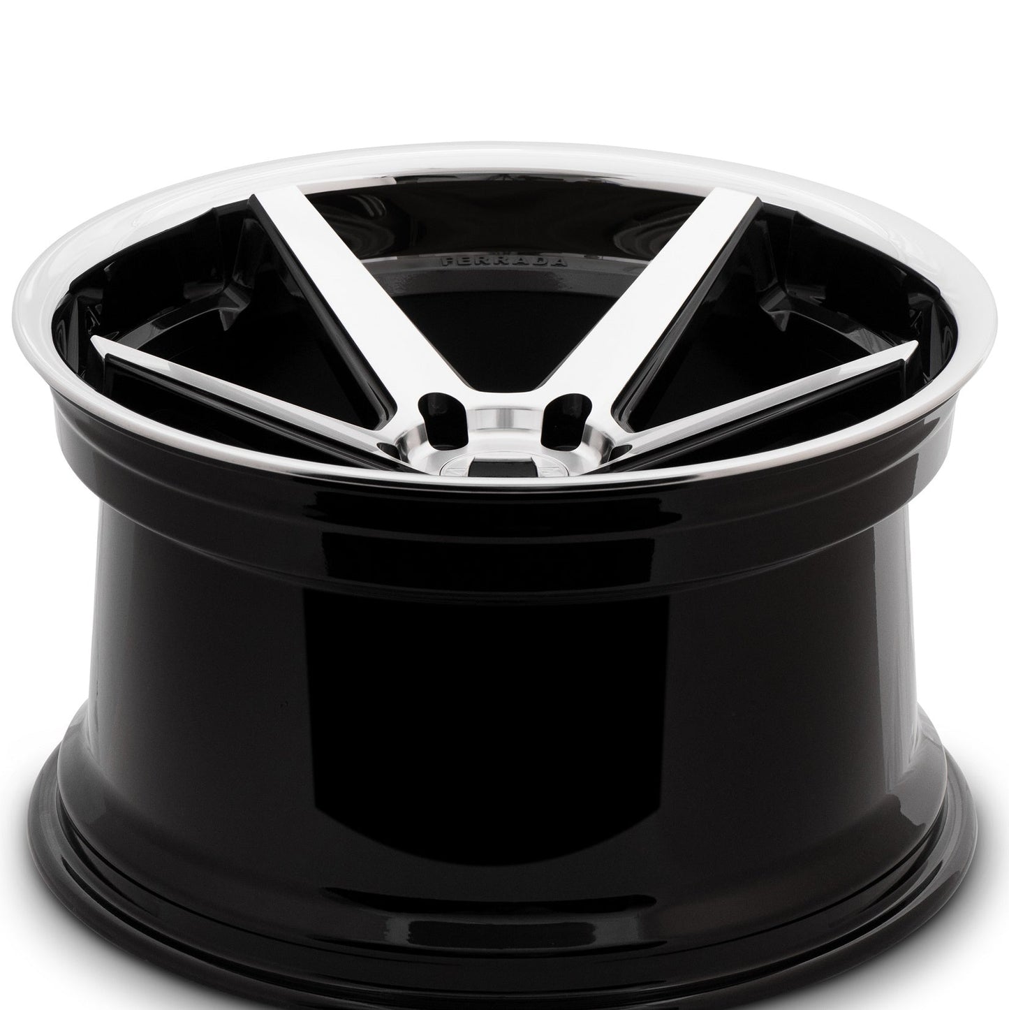 22" (Full Staggered Set) Ferrada FR3 22x9 22x10.5 Machine Black w/Chrome Lip Wheels-C-Dub Tech