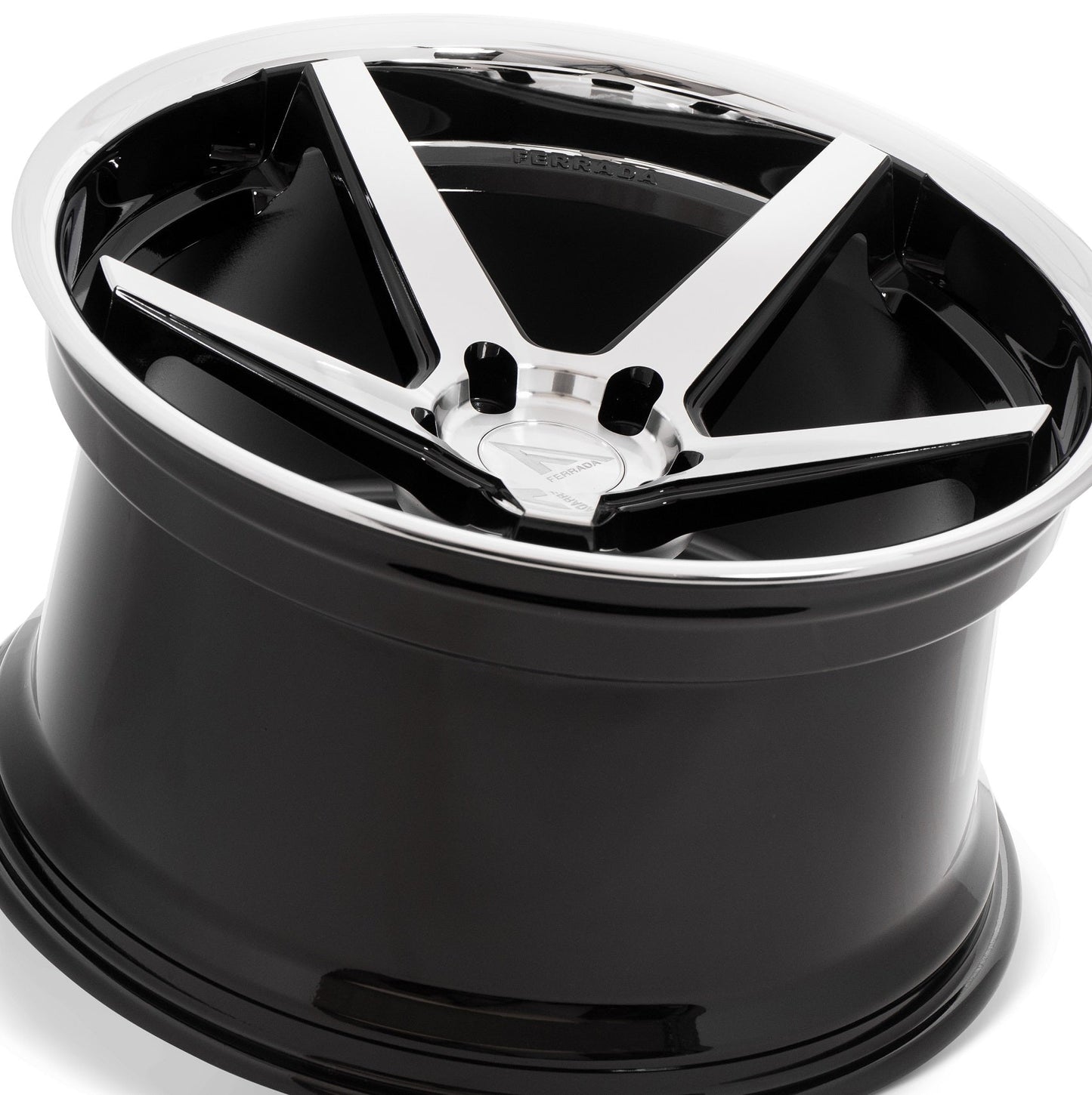 22" (Full Staggered Set) Ferrada FR3 22x9 22x10.5 Machine Black w/Chrome Lip Wheels-C-Dub Tech