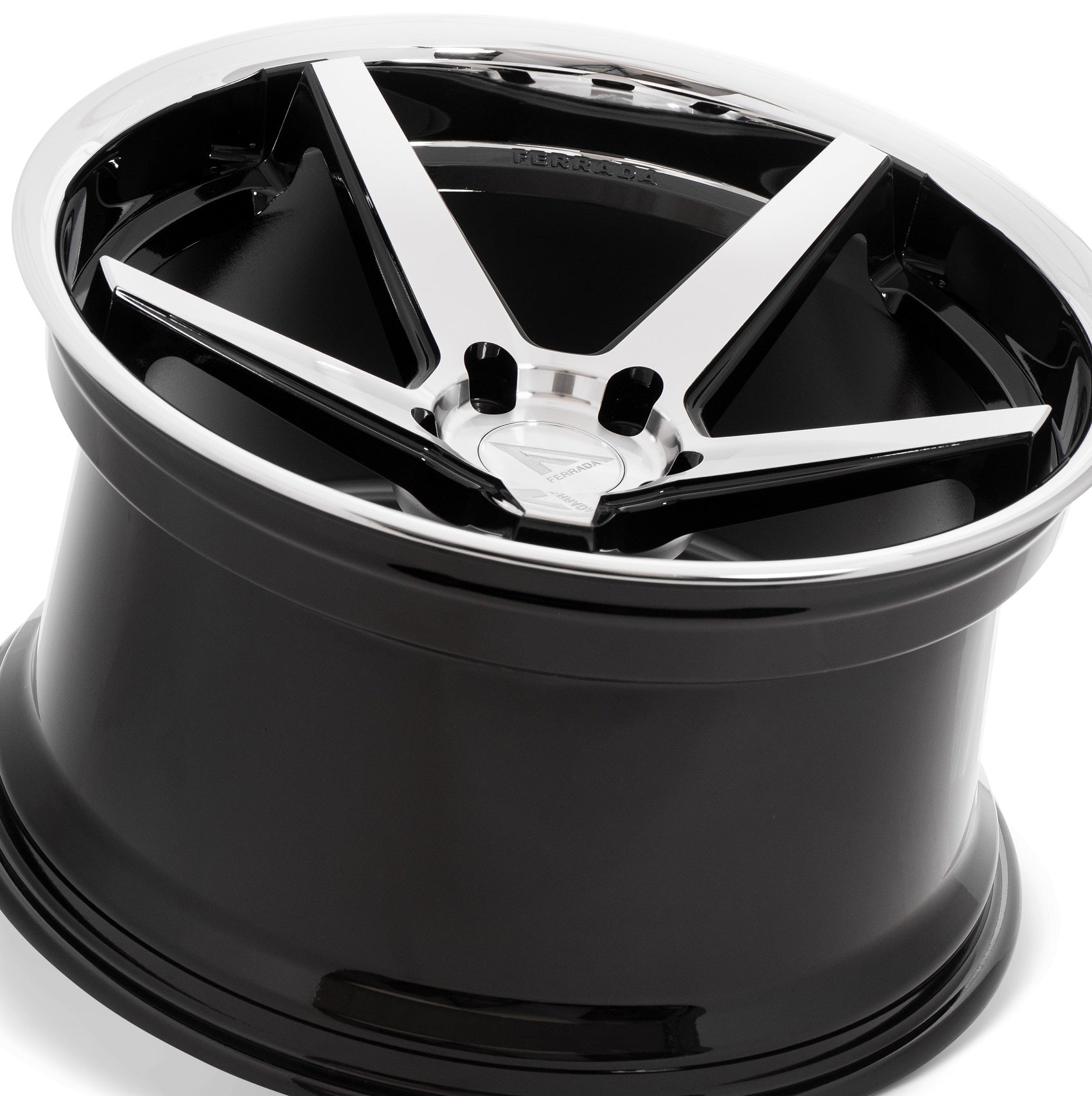 22" (Full Staggered Set) Ferrada FR3 22x9 22x11 Machine Black w/Chrome Lip Wheels-C-Dub Tech