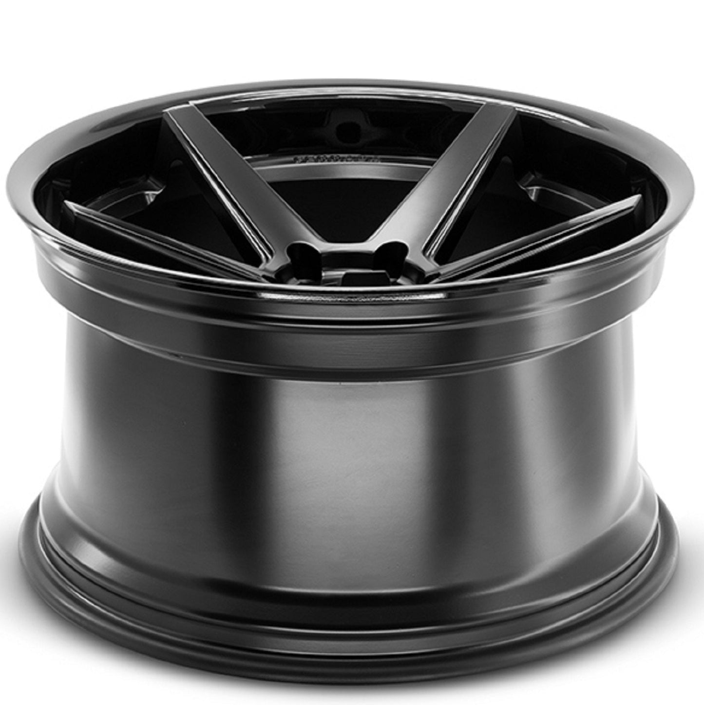 19" (Full Staggered Set) Ferrada FR3 19x8.5 19x10.5 Matte Black w/Gloss Black Lip Wheels-C-Dub Tech