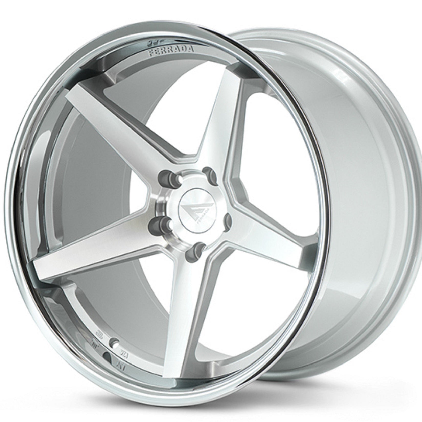 19" (Full Staggered Set) Ferrada FR3 19x8.5 19x9.5 Machine Silver w/ Chrome Lip Wheels-C-Dub Tech