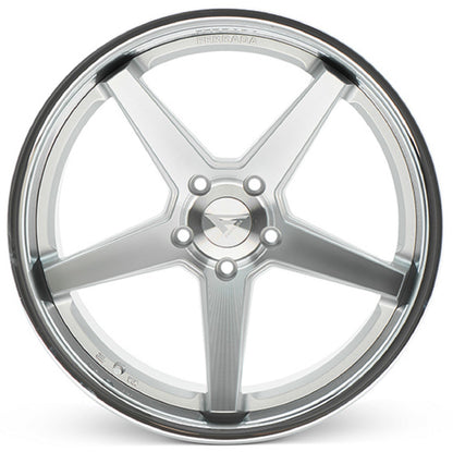 22" (Full Staggered Set) Ferrada FR3 22x9 22x10.5 Machine Silver w/Chrome Lip Wheels-C-Dub Tech