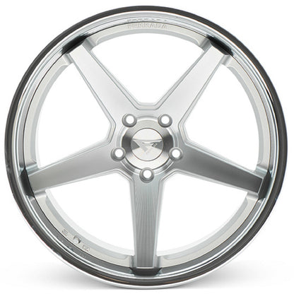 19" (Full Staggered Set) Ferrada FR3 19x8.5 19x9.5 Machine Silver w/ Chrome Lip Wheels-C-Dub Tech