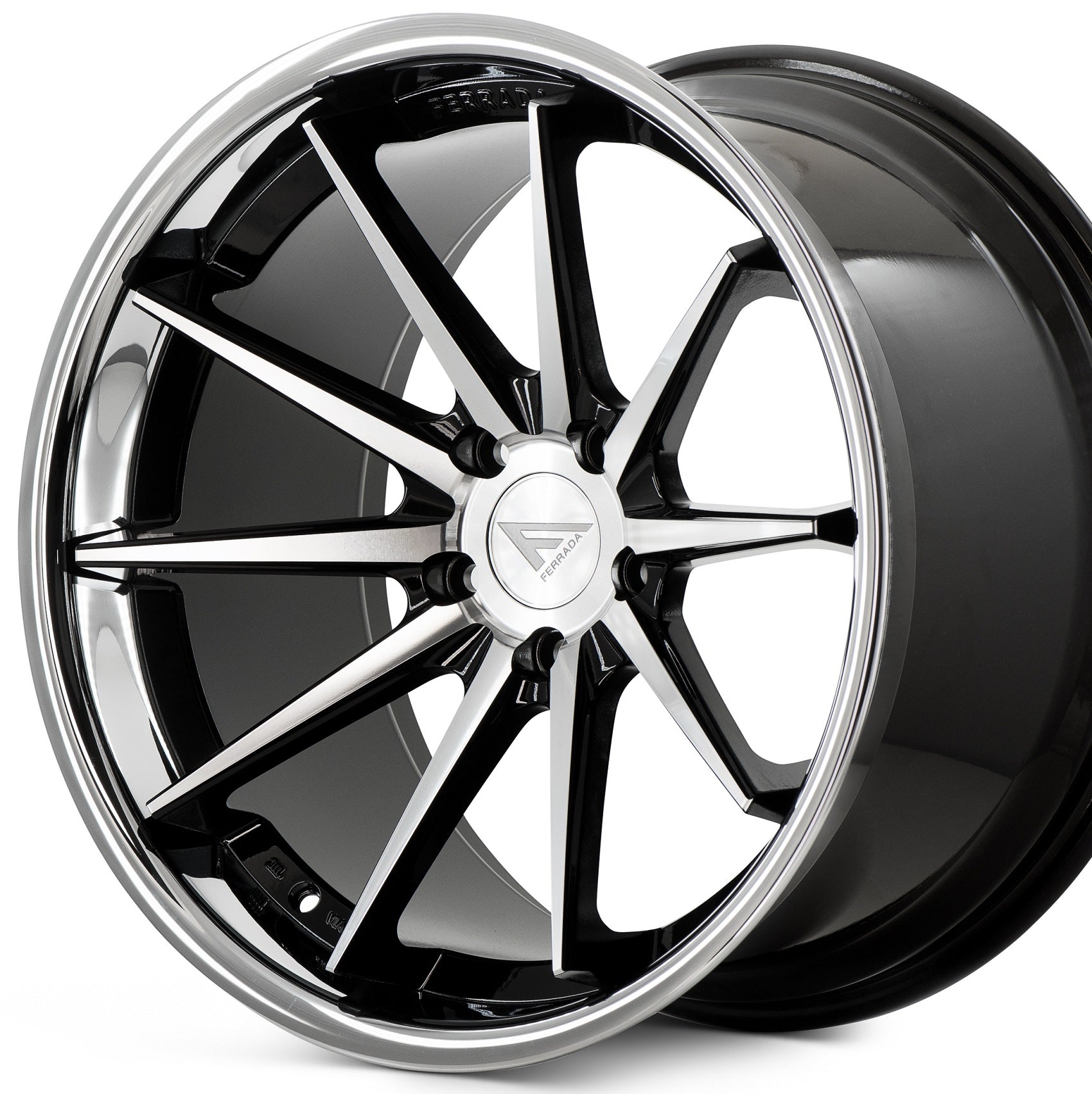 22x10.5 Ferrada FR4 Machine Black w/Chrome Lip Wheel-C-Dub Tech