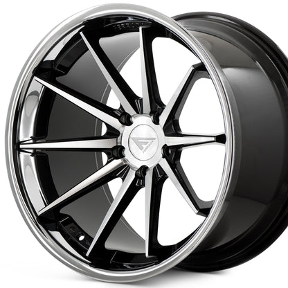 20x10.5 Ferrada FR4 Machine Black w/Chrome Lip Wheel-C-Dub Tech
