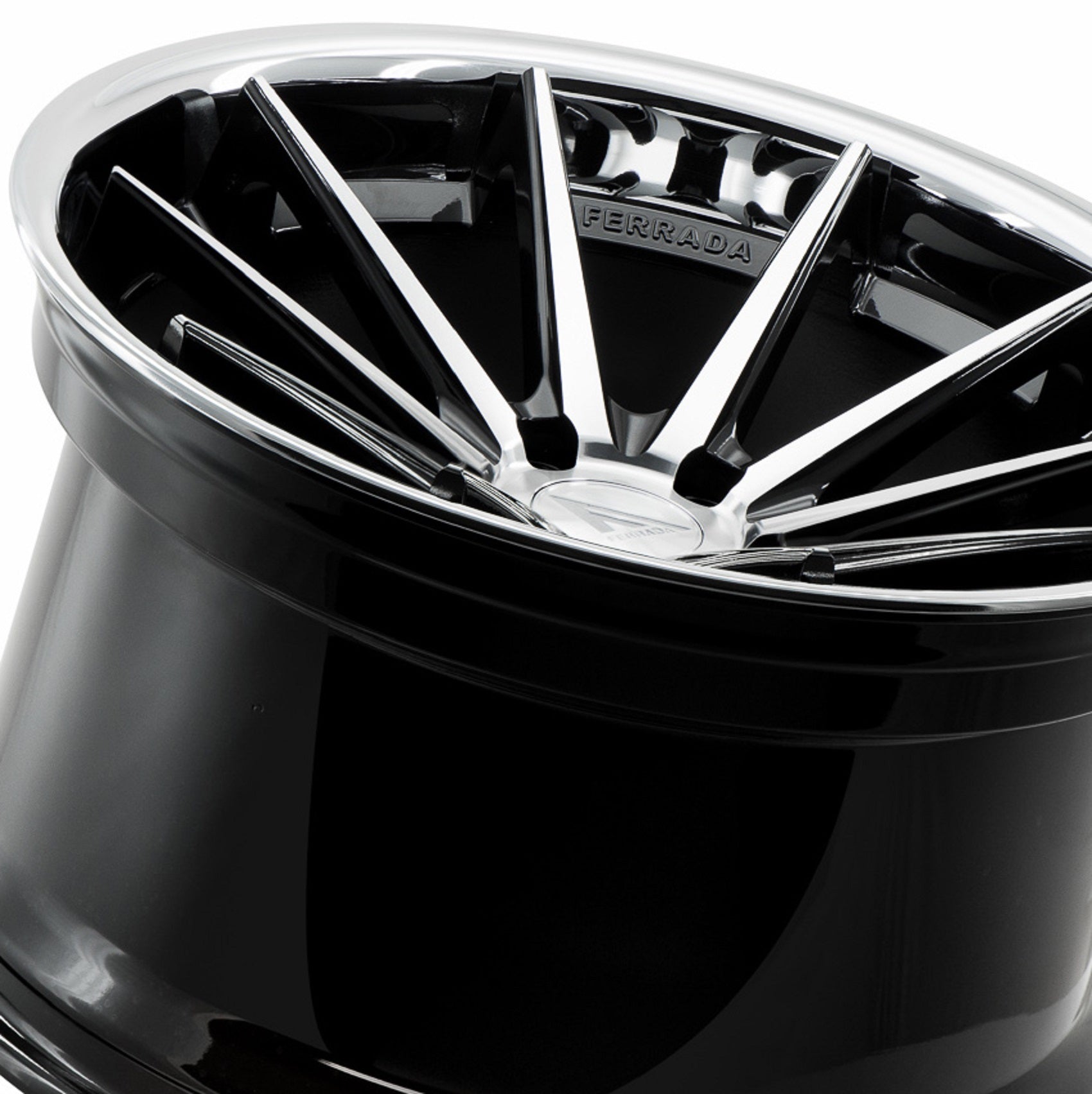 22" (Full Staggered Set) Ferrada FR4 22x9 22x11 Machine Black w/Chrome Lip Wheels-C-Dub Tech