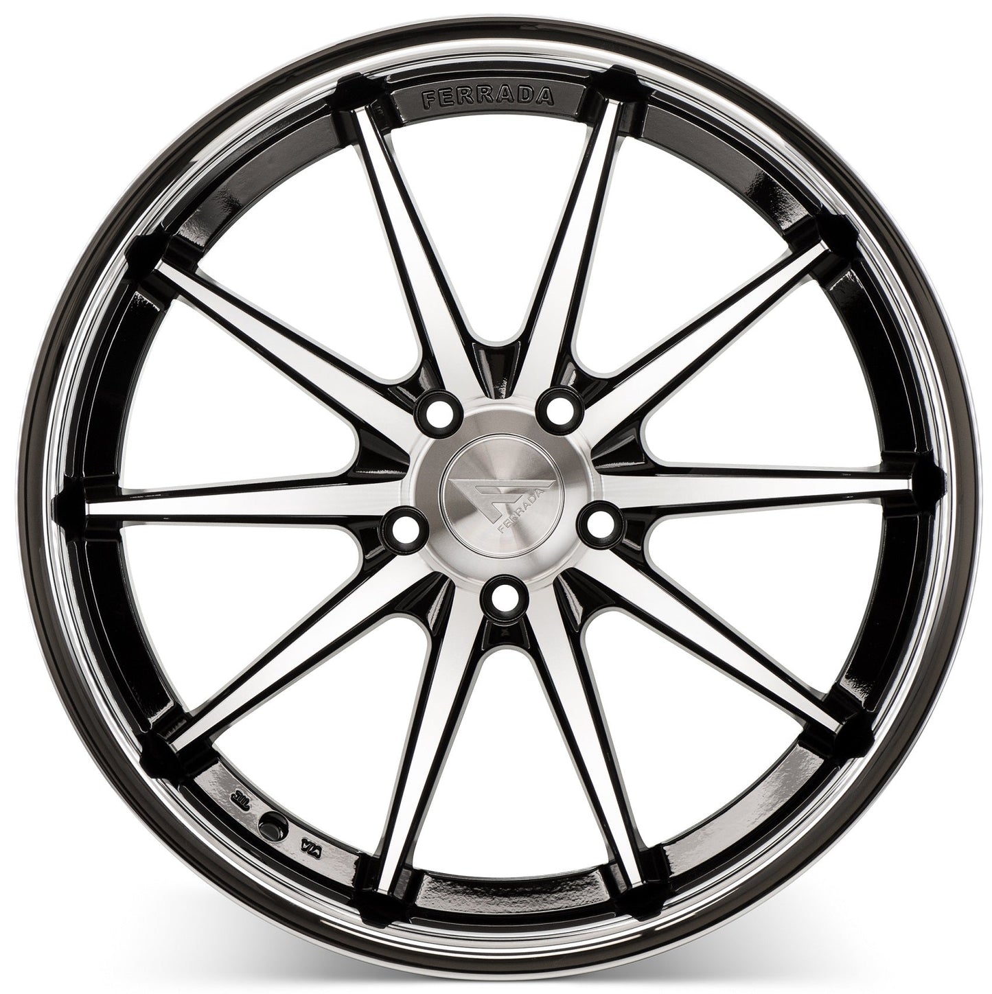 22" (Full Staggered Set) Ferrada FR4 22x9.5 22x11 Machine Black w/Chrome Lip Wheels-C-Dub Tech