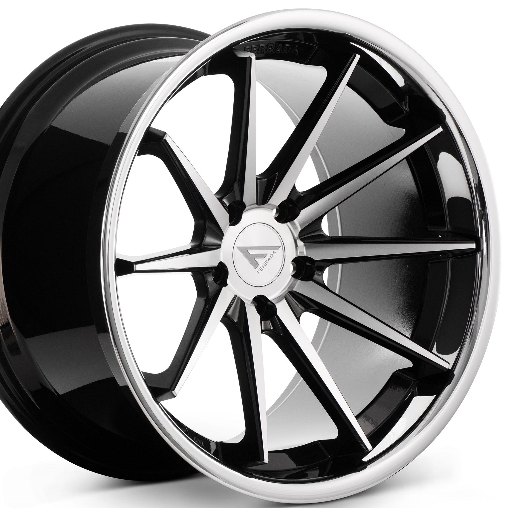 20x10.5 Ferrada FR4 Machine Black w/Chrome Lip Wheel-C-Dub Tech