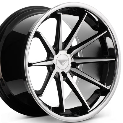 20x10.5 Ferrada FR4 Machine Black w/Chrome Lip Wheel-C-Dub Tech