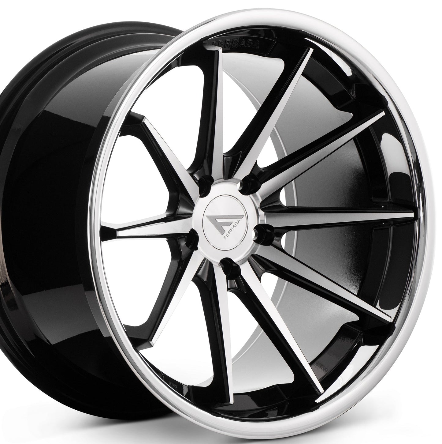 22x9.5 Ferrada FR4 Machine Black w/Chrome Lip Wheel-C-Dub Tech
