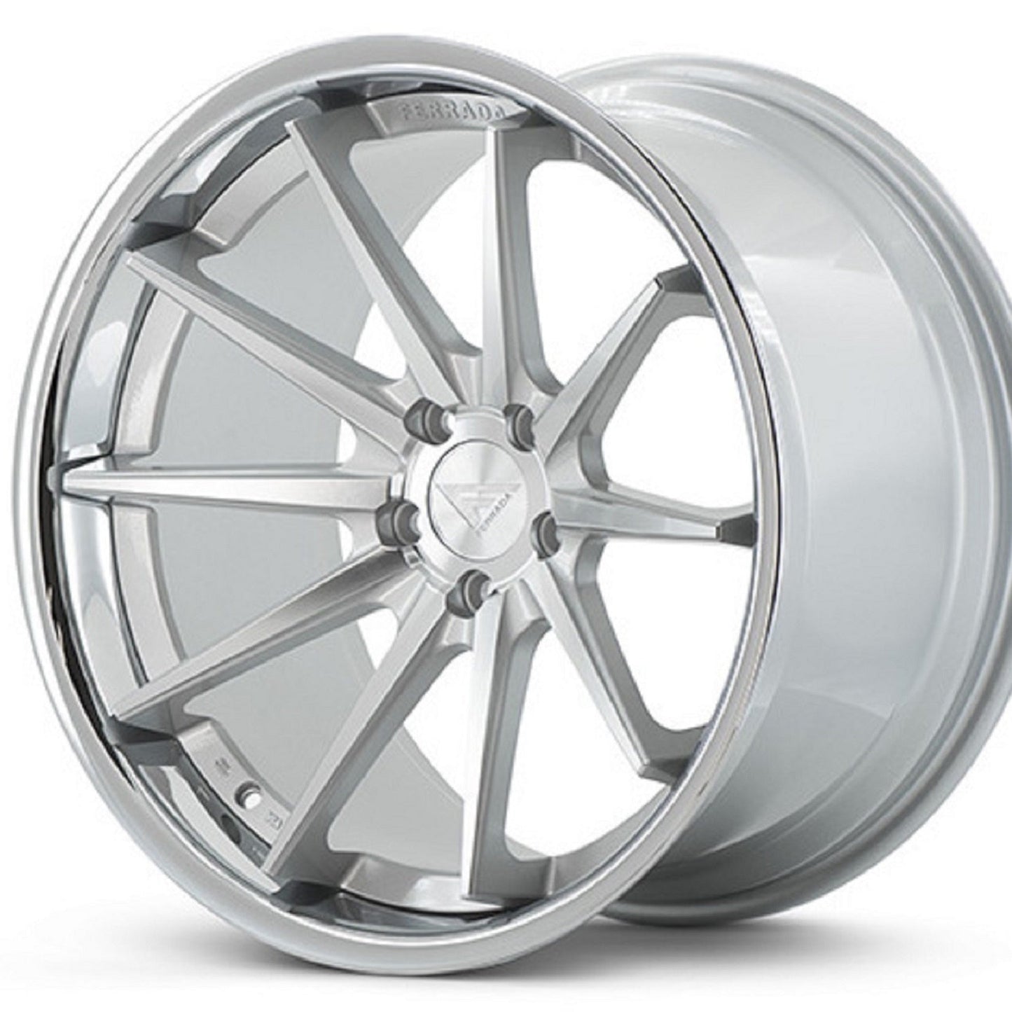 19x10.5 Ferrada FR4 Machine Silver w/Chrome Lip Wheel