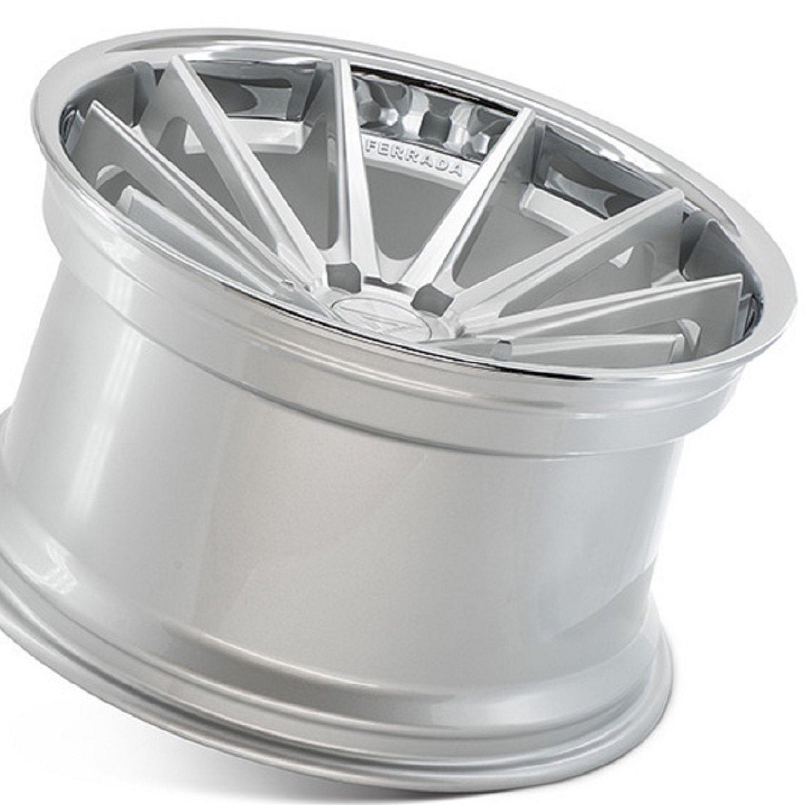 19" (Full Staggered Set) Ferrada FR4 19x8.5 19x9.5 Machine Silver w/ Chrome Lip Wheels-C-Dub Tech