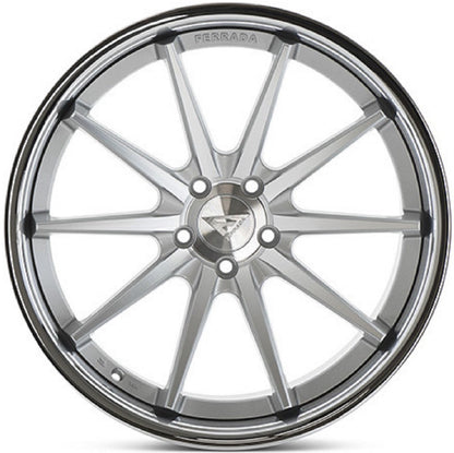 22" (Full Staggered Set) Ferrada FR4 22x9 22x11 Machine Silver w/Chrome Lip Wheels-C-Dub Tech