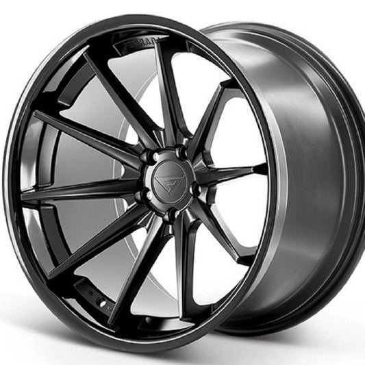 22" (Full Staggered Set) Ferrada FR4 22x9 22x11 Matte Black w/Gloss Black Lip Wheels-C-Dub Tech