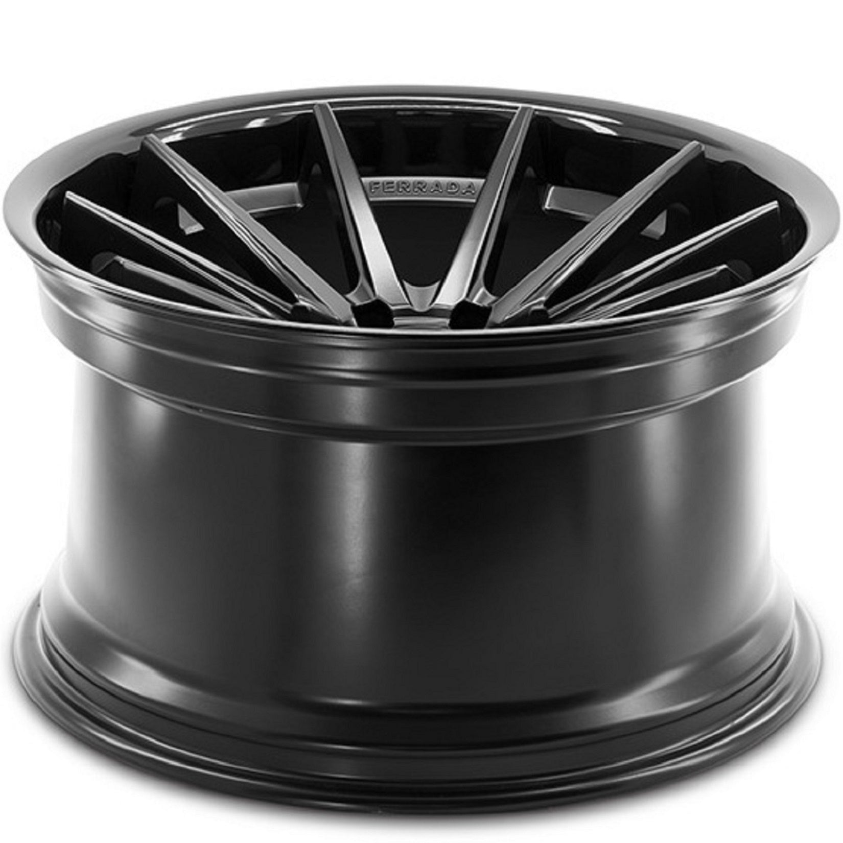 19" (Full Staggered Set) Ferrada FR4 19x8.5 19x9.5 Matte Black w/Gloss Black Lip Wheels-C-Dub Tech