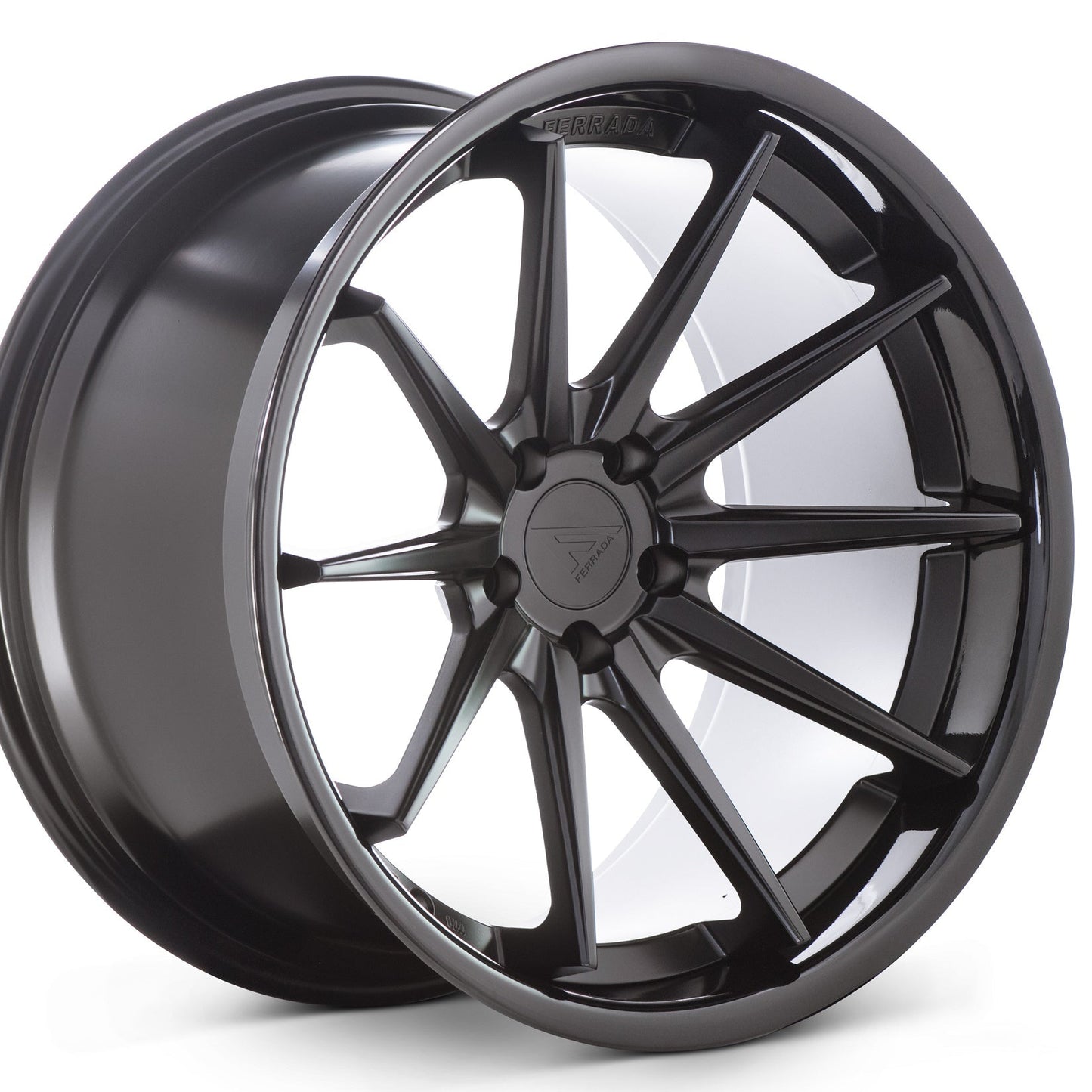 22" (Full Staggered Set) Ferrada FR4 22x9.5 22x11 Matte Black w/Gloss Black Lip Wheels-C-Dub Tech