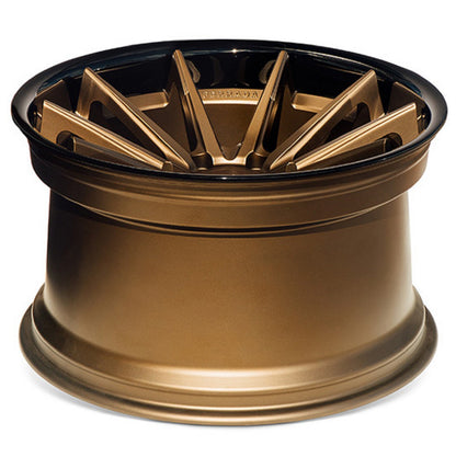 22" (Full Staggered Set) Ferrada FR4 22x9 22x10.5 Matte Bronze w/Gloss Black Lip Wheels-C-Dub Tech