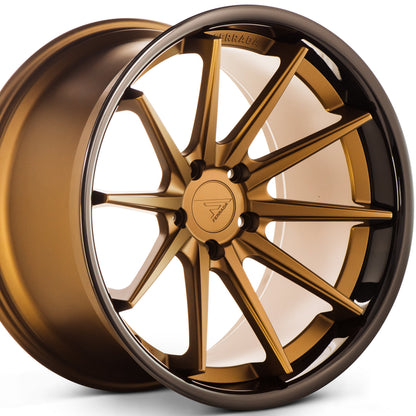 22" (Full Staggered Set) Ferrada FR4 22x9 22x11 Matte Bronze w/Gloss Black Lip Wheels-C-Dub Tech