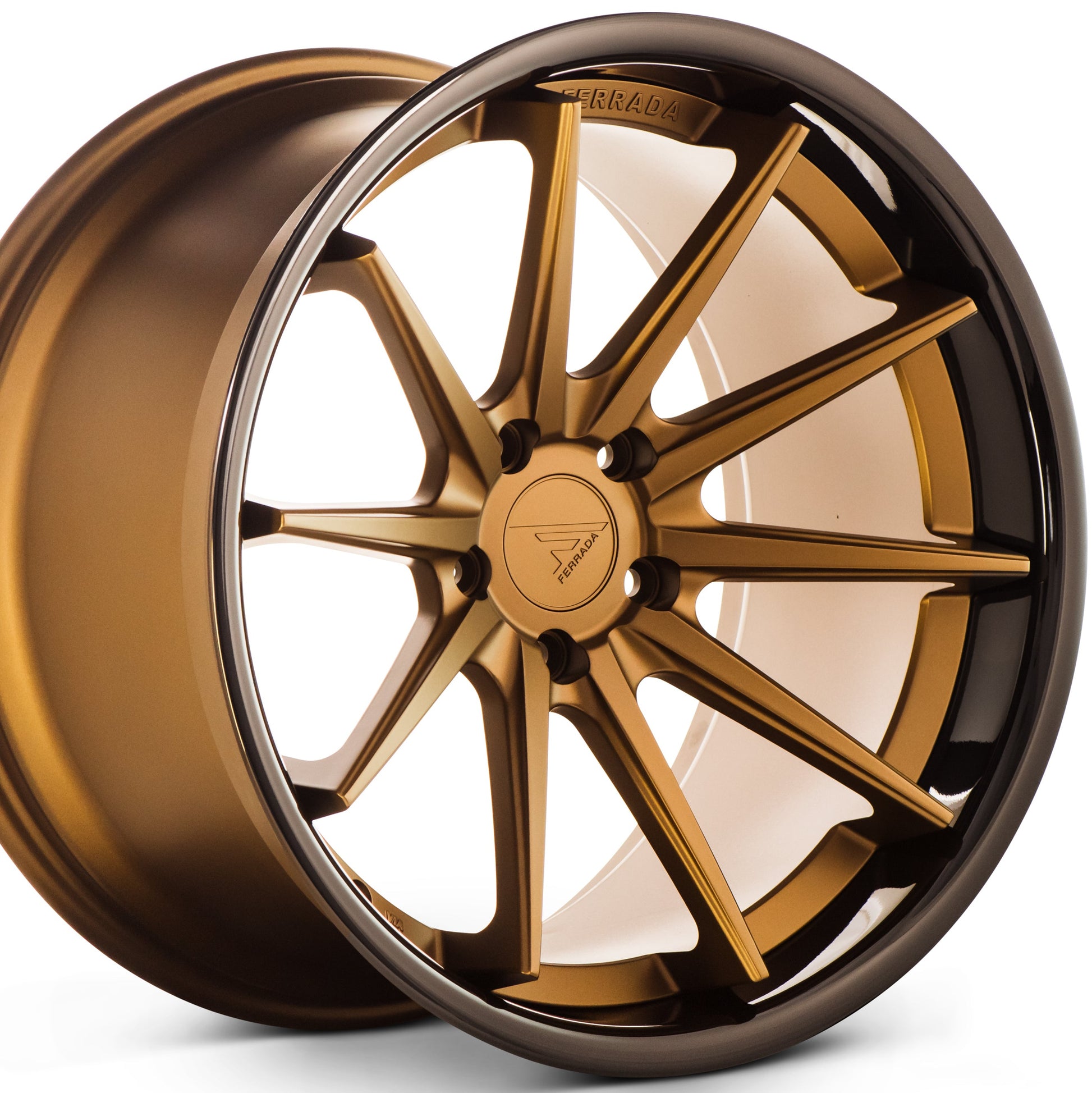 20" (Full Staggered Set) Ferrada FR4 20x10 20x11.5 Matte Bronze w/Gloss Black Lip Wheels-C-Dub Tech