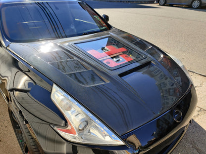 CMST Tuning Carbon Fiber Hood with Tempered Glass for Nissan 370Z Z34 Fairlady Z