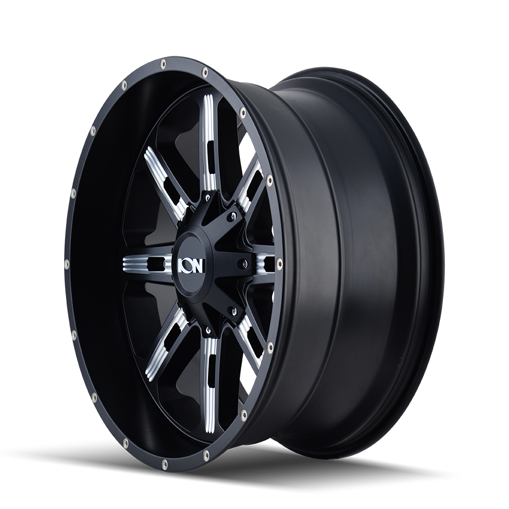 ION 184 20X9 0 6x135/6x139.7 SATIN BLACK/MILLED SPOKES