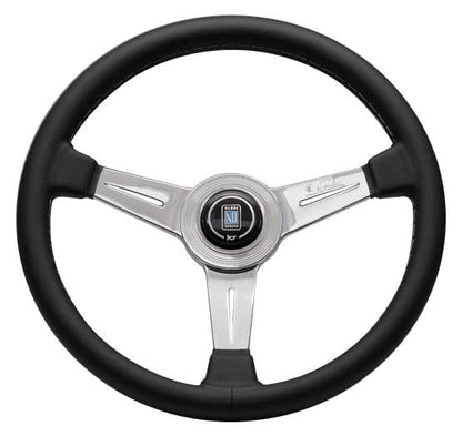 Nardi Classic - 360mm (Black Leather / Glossy Spokes w/ Grey Stitching)