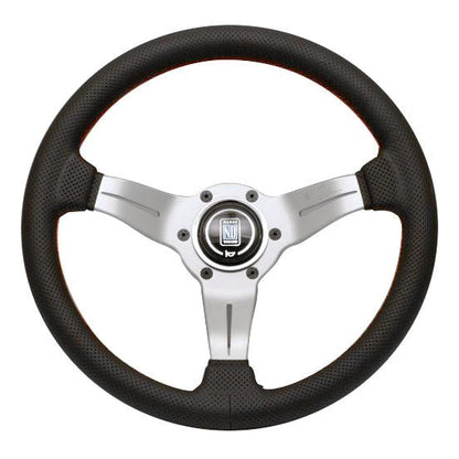 Nardi Deep Corn - 330mm (Black Perforated Leather / White Anodized Spokes w/ Red Stitching)