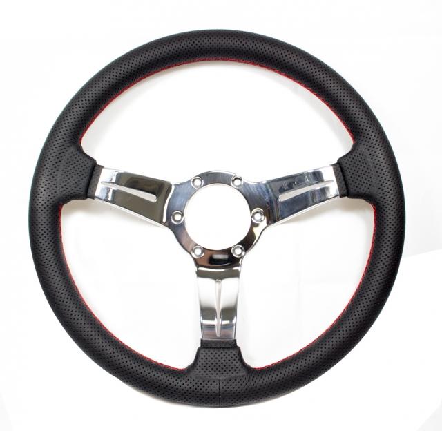 Nardi Deep Corn Sport Rally - 330mm (Black Perforated Leather / Polished Spokes)