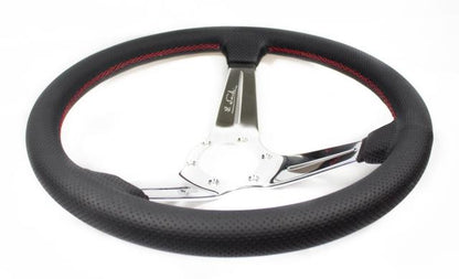 Nardi Deep Corn Sport Rally - 350mm (Black Perforated Leather / Polished Spokes)