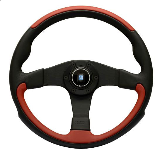 Nardi Leader - 350mm (Black & Red Leather / Black Spokes)