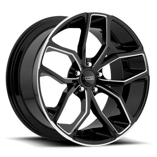 Set of 4: Foose F150 Outcast Wheel, 20x8.5 +35 Offset 5x120, Gloss Black Milled - F150208521+35