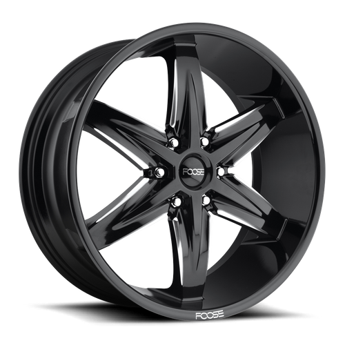 Foose F162 Slider Wheel, 22x9.5 +30 Offset 6x139.7, Gloss Black Milled - F162229577+30