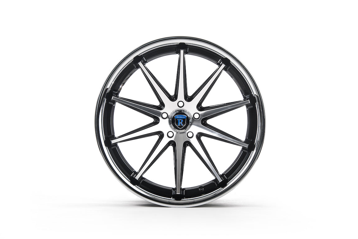 Rohana RC10 Wheel, 20X9, 5-120, +35, Machine Black/Chrome Lip - RC102095120MA35