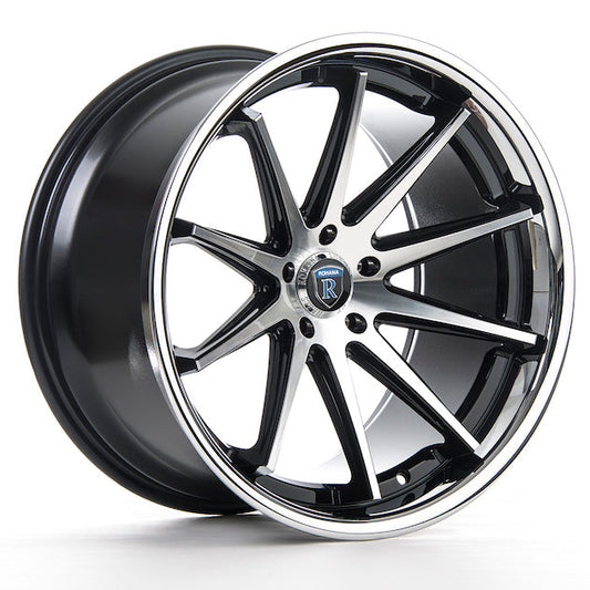 Rohana RC10 Wheel, 19X9.5, 5-114.3, +20, Machine Black/Chrome Lip - RC1019955114MA20