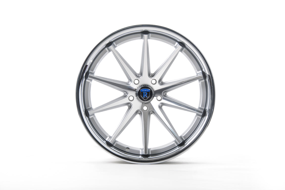 Rohana RC10 Wheel, 22X10.5, 5-112, +22, Machine Silver/Chrome Lip - RC10221055112MS22