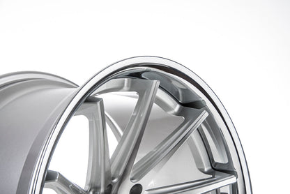 Rohana RC10 Wheel, 19X8.5, 5-112, +25, Machine Silver/Chrome Lip - RC1019855112MS25