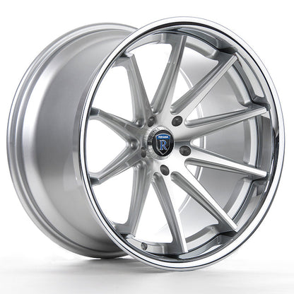 Rohana RC10 Wheel, 20X10, 5-120, +40, Machine Silver/Chrome Lip - RC1020105120MS40