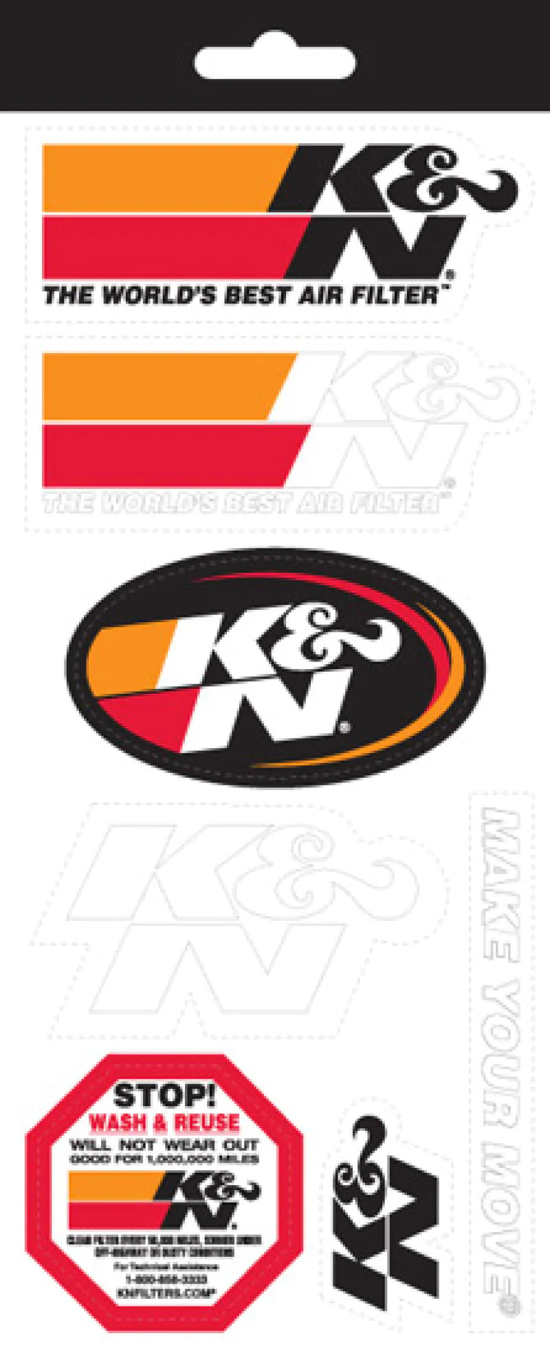 K&N Sticker Sheet 4.5in x 10.5in (various different stickers) - 89-11831