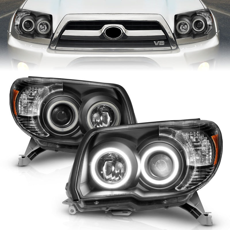 ANZO 2006-2009 Toyota 4Runner Projector Headlights w/ Halo Black - 111320-C-Dub Tech