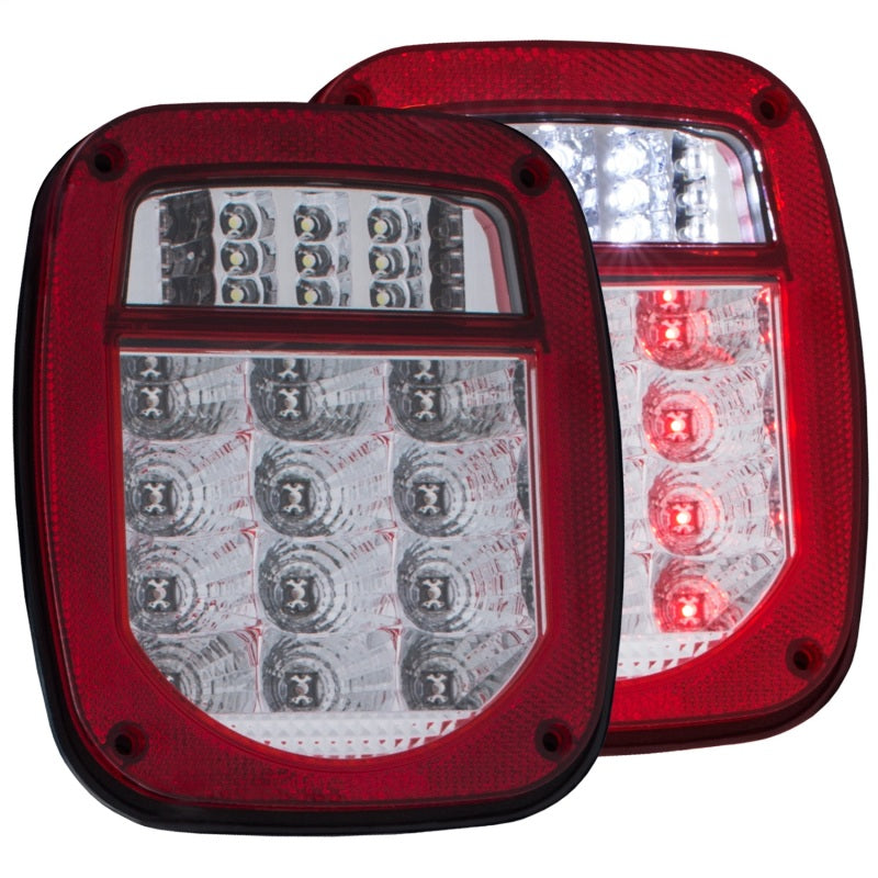 ANZO 1976-1985 Jeep Wrangler LED 2 Lens - Red/Clear, Chrome - 861082-C-Dub Tech