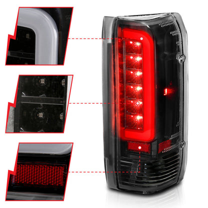 ANZO 1987-1996 Ford F-150 LED Taillights Black Housing Clear Lens - 311350