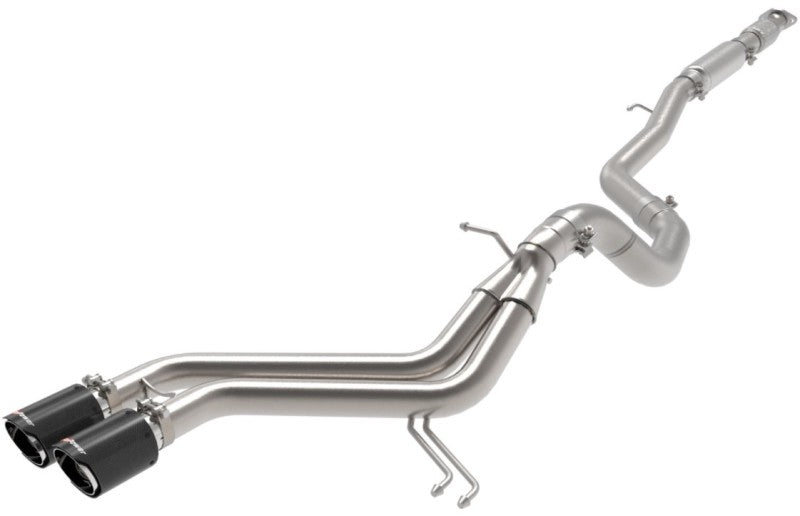 aFe Takeda 2-1/2in to 3in  SS-304 Cat-Back Exhaust w/ C/F - 49-37018-C-C-Dub Tech