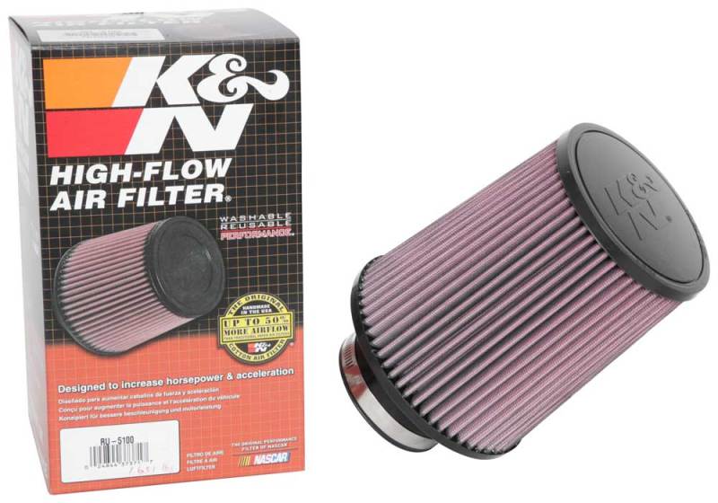 K&N Universal Clamp-On Air Filter 3-1/8in FLG / 6in B - RU-5100