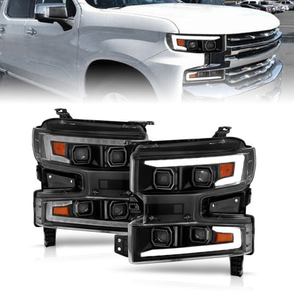 ANZO 19-22 Chevrolet Silverado 1500 LED Proj HL w/Lgt Bar - 111566-R